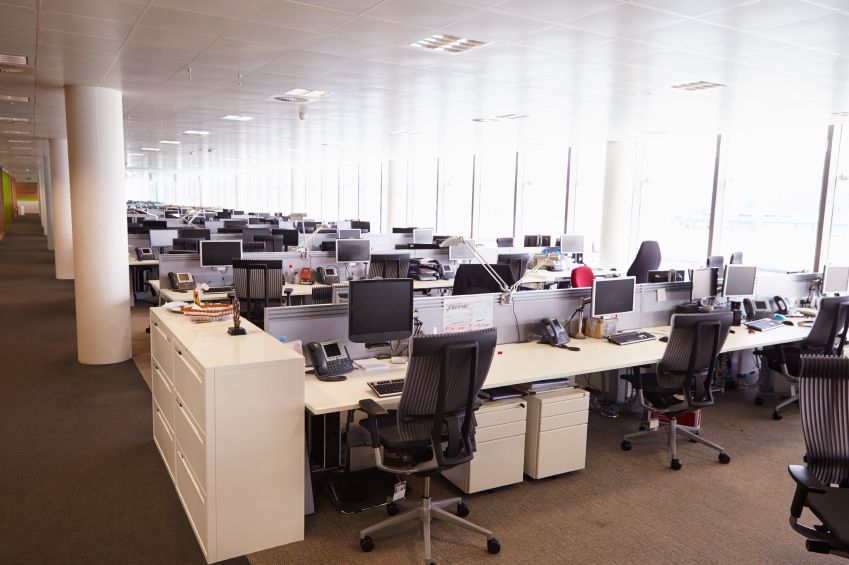 Large open plan office interior without people